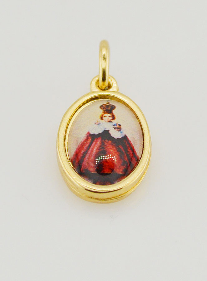 Médaille Enfant Jésus de Prague Dorée - 15 mm (pic 2)
