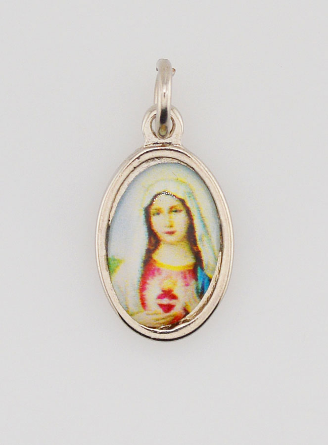 Médaille Sacré Coeur de Marie Argentée - 14 mm (pic 1)