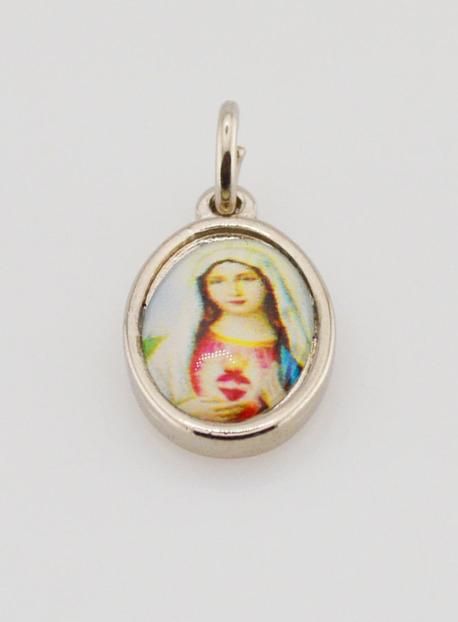 Médaille Sacré Coeur de Marie Argentée - 14 mm (pic 2)
