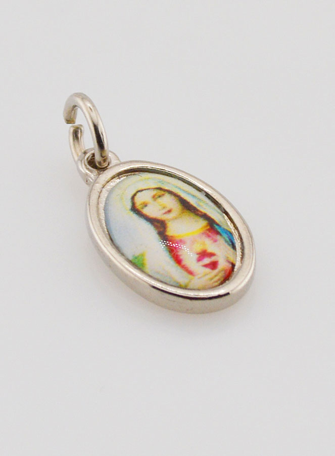 Médaille Sacré Coeur de Marie Argentée - 14 mm (pic 3)