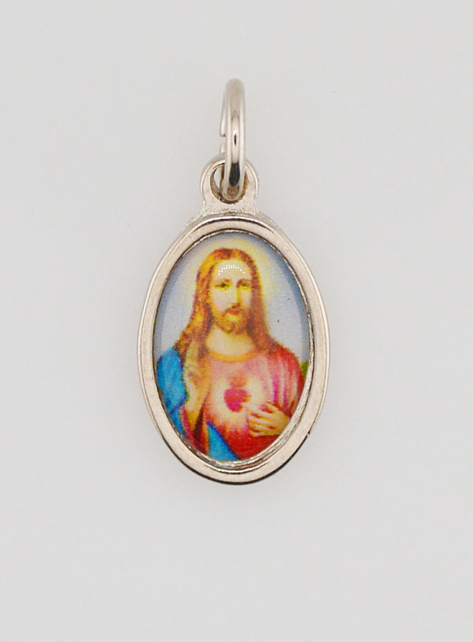 Médaille Sacré-Coeur de Jésus Argentée - 14 mm (pic 1)