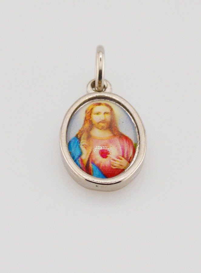 Médaille Sacré-Coeur de Jésus Argentée - 14 mm (pic 2)