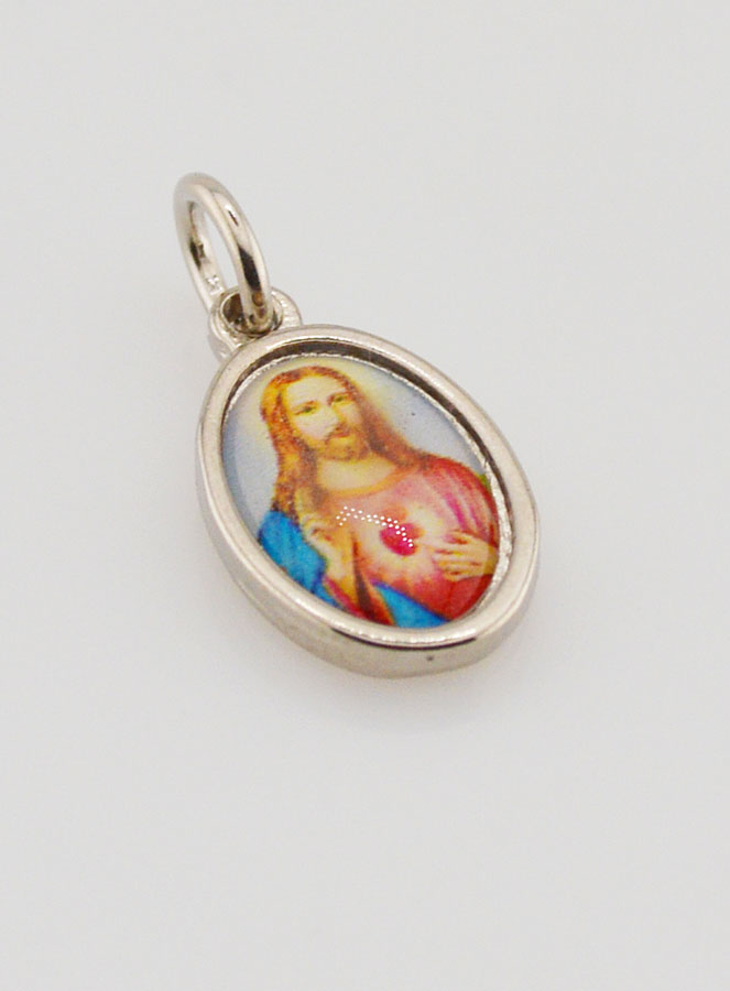 Médaille Sacré-Coeur de Jésus Argentée - 14 mm (pic 3)