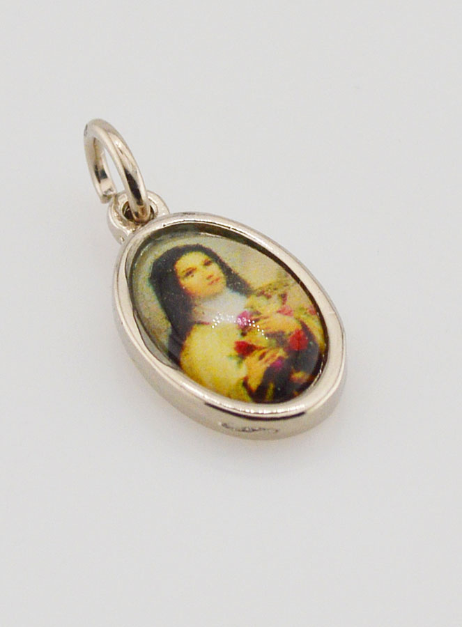 Médaille Sainte Thérèse de l'Enfant Jésus Argentée - 14 mm (pic 3)