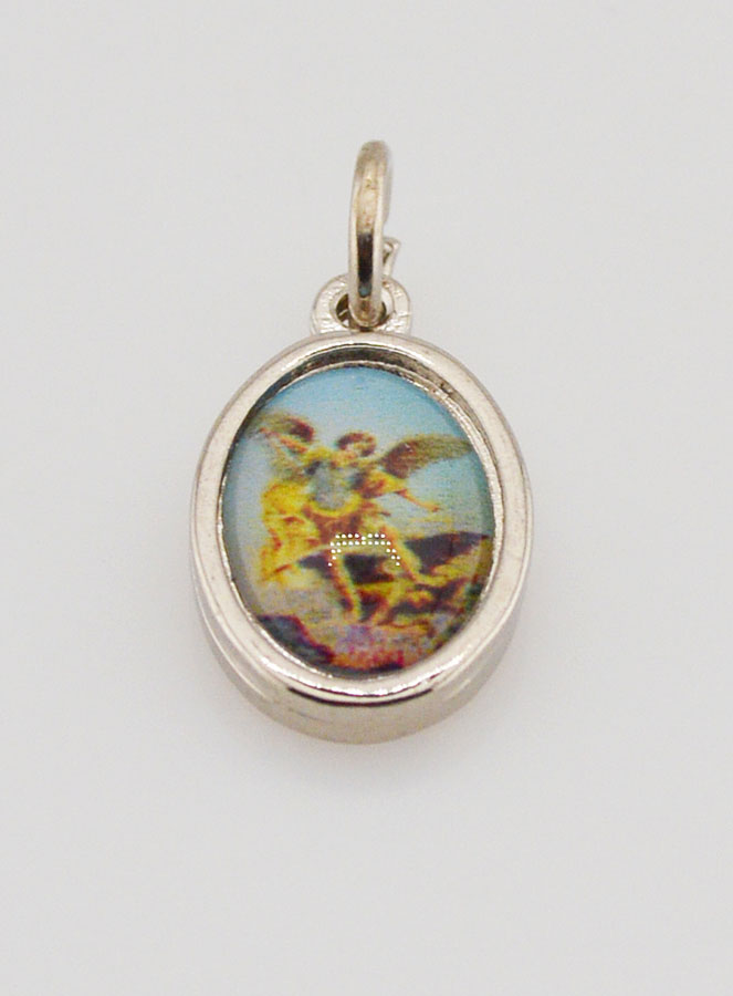 Médaille Saint Michel Archange Argentée - 14 mm (pic 2)
