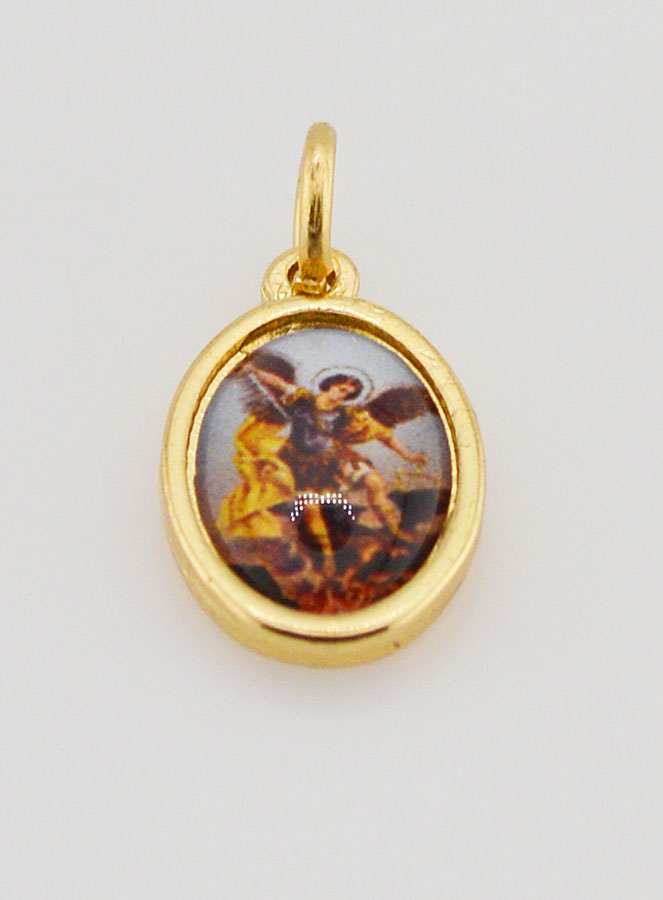 Médaille Saint Michel Archange Dorée - 14 mm (pic 2)