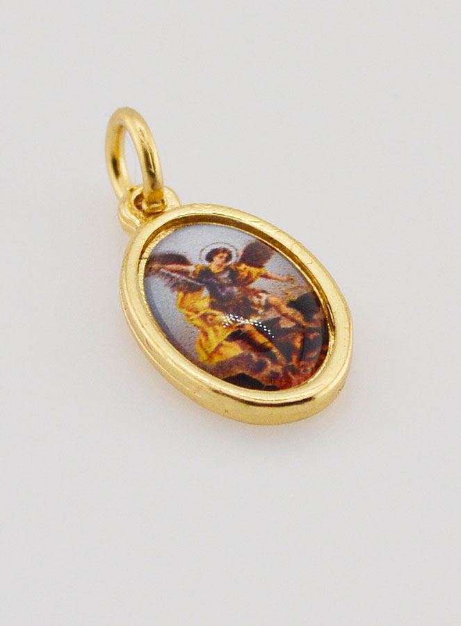 Médaille Saint Michel Archange Dorée - 14 mm (pic 3)
