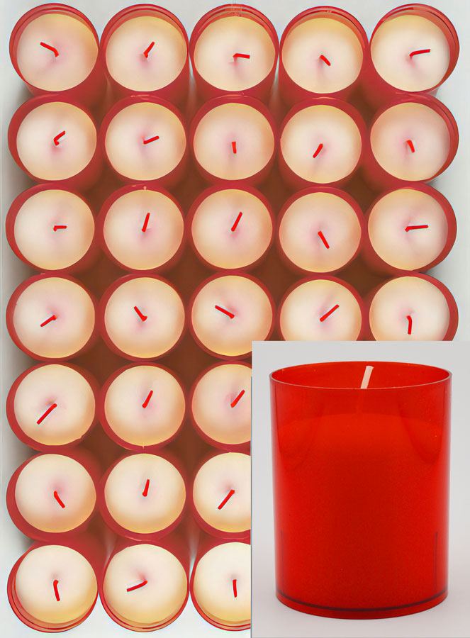 48 Bougies Veilleuses d'Église - Rouges - 20h (pic 1)