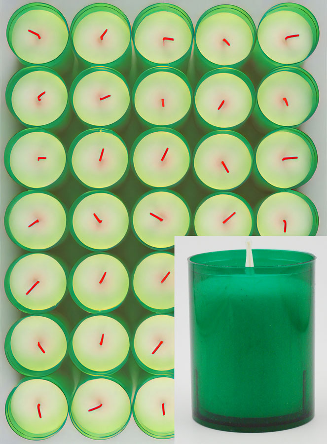 48 Bougies Veilleuses d'Église - Vertes - 20h (pic 1)