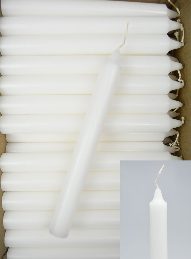 Carton 130 Bougies Cierges Teintées Masse Blanc (pic 1)