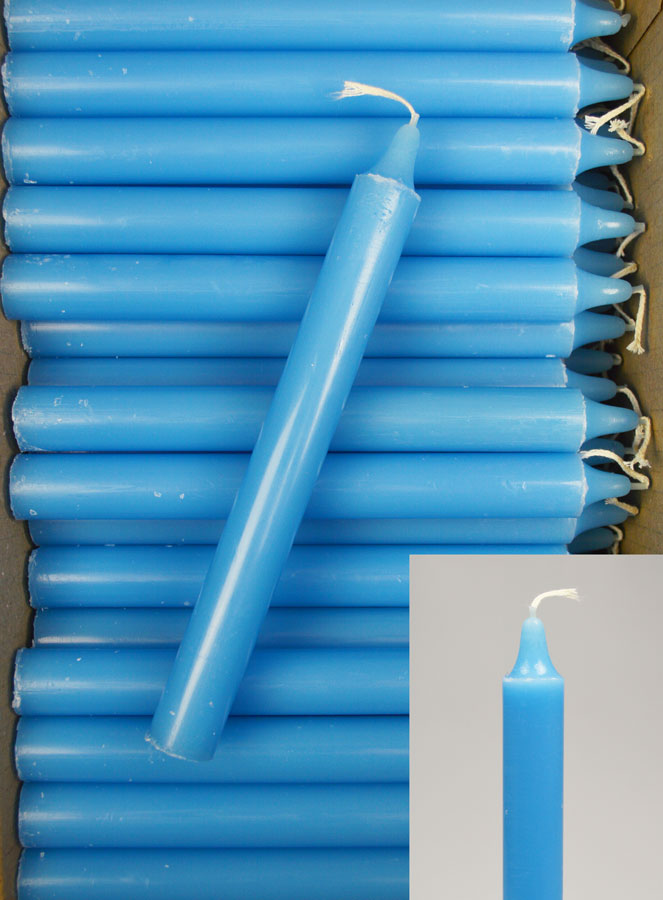 Carton 130 Bougies Cierges Teintées Masse Bleu Pastel (pic 1)