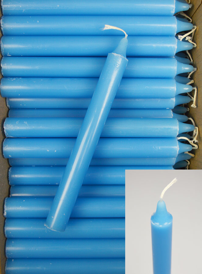 Carton 130 Bougies Cierges Teintées Masse Bleu Pastel (pic 2)