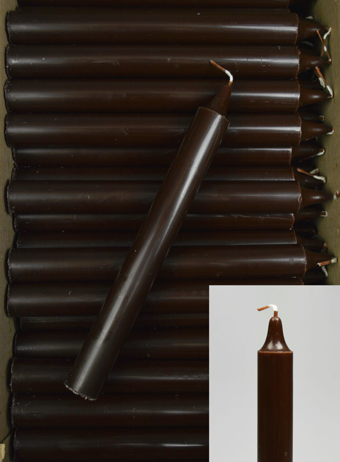 Carton 130 Bougies Cierges Teintées Masse Marron Chocolat (pic 1)