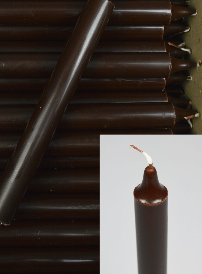 Carton 130 Bougies Cierges Teintées Masse Marron Chocolat (pic 4)