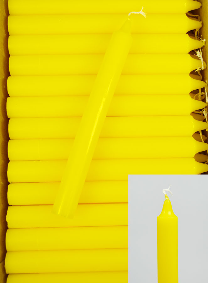 Carton 130 Bougies Cierges Teintées Masse Jaune (pic 1)