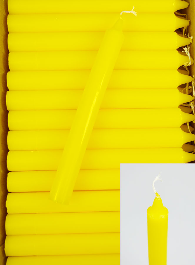 Carton 130 Bougies Cierges Teintées Masse Jaune (pic 2)