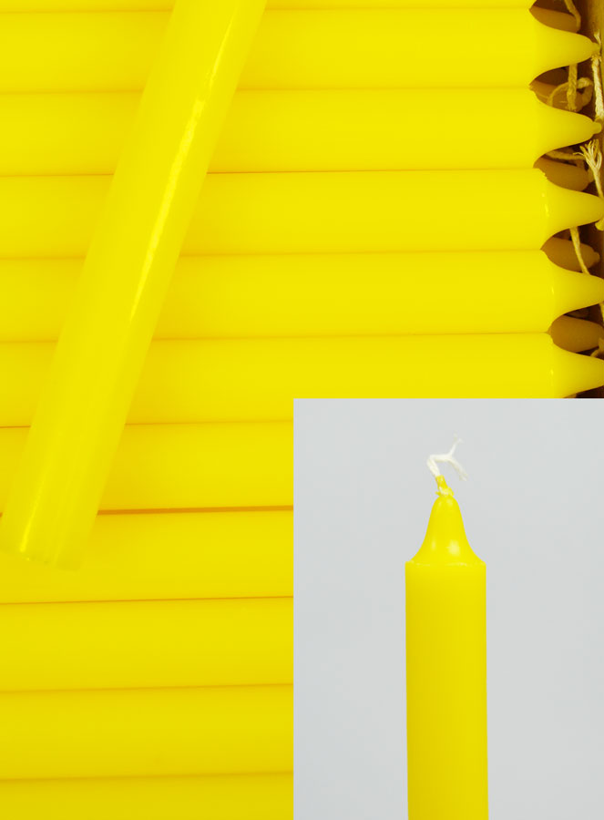 Carton 130 Bougies Cierges Teintées Masse Jaune (pic 3)