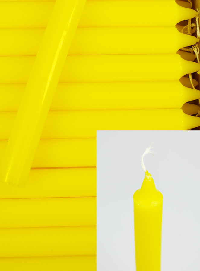 Carton 130 Bougies Cierges Teintées Masse Jaune (pic 4)