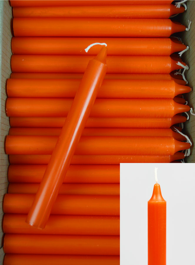 Carton 130 Bougies Cierges Teintées Masse Orange (pic 1)