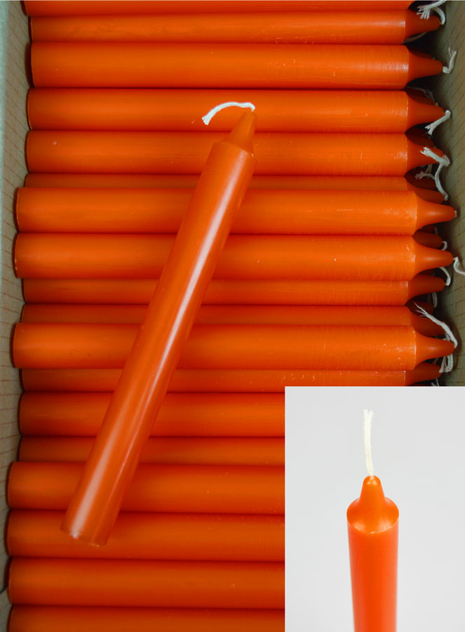 Carton 130 Bougies Cierges Teintées Masse Orange (pic 2)