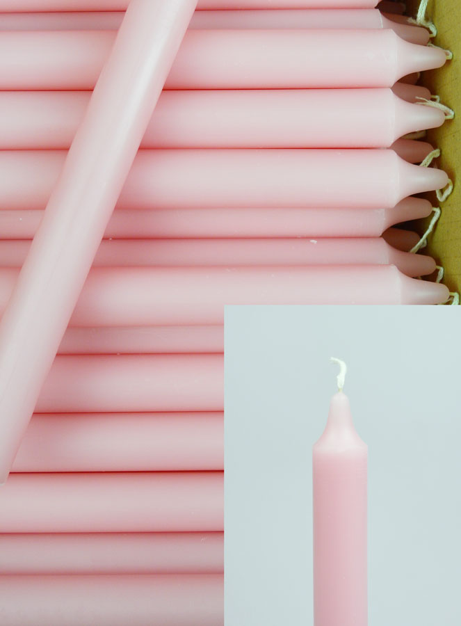 Carton 130 Bougies Cierges Teintées Masse Rose Pâle (pic 3)