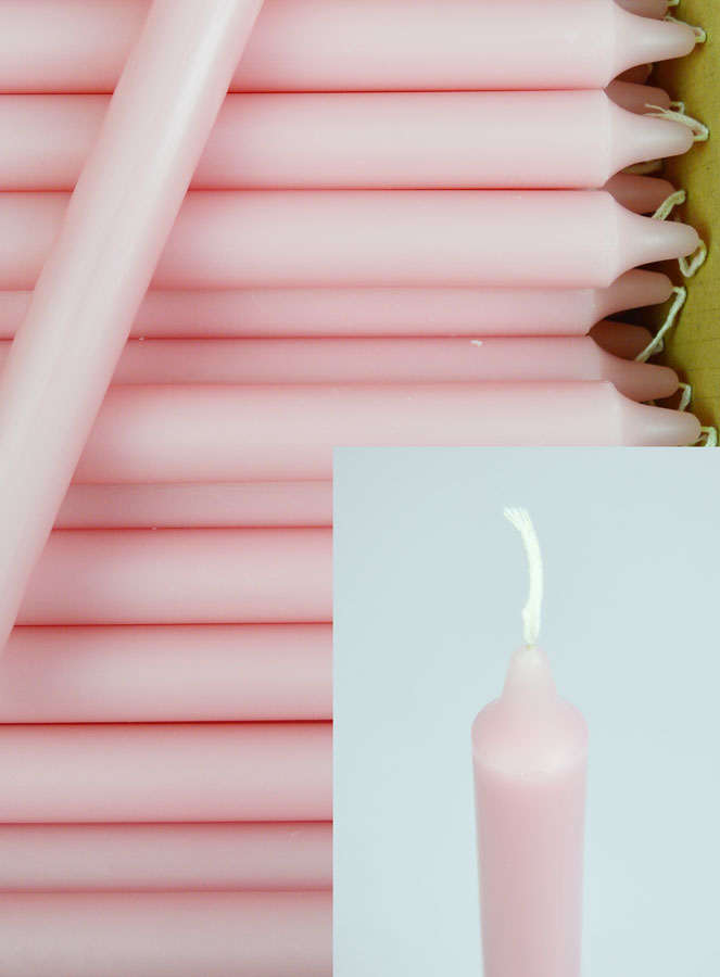 Carton 130 Bougies Cierges Teintées Masse Rose Pâle (pic 4)