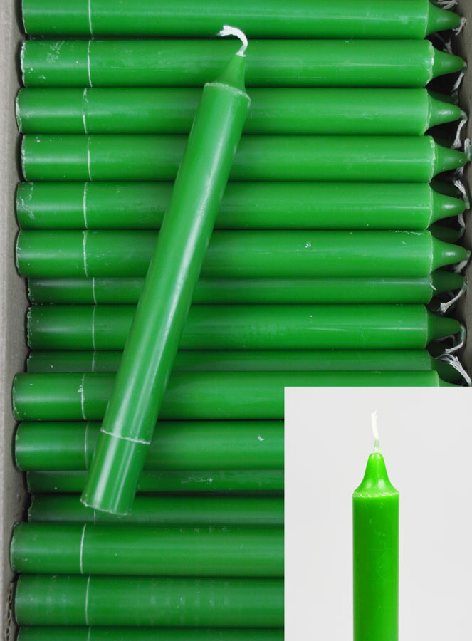 Carton 130 Bougies Cierges Teintées Masse Vert Pré (pic 1)