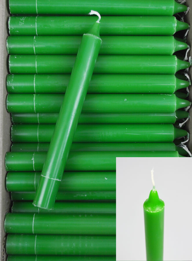 Carton 130 Bougies Cierges Teintées Masse Vert Pré (pic 2)
