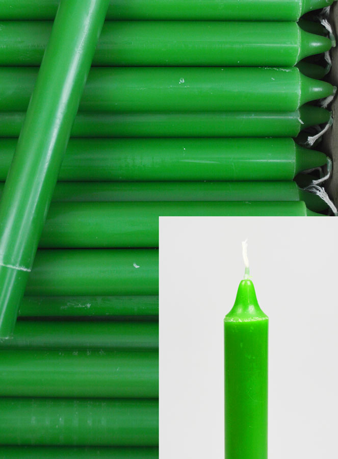 Carton 130 Bougies Cierges Teintées Masse Vert Pré (pic 3)
