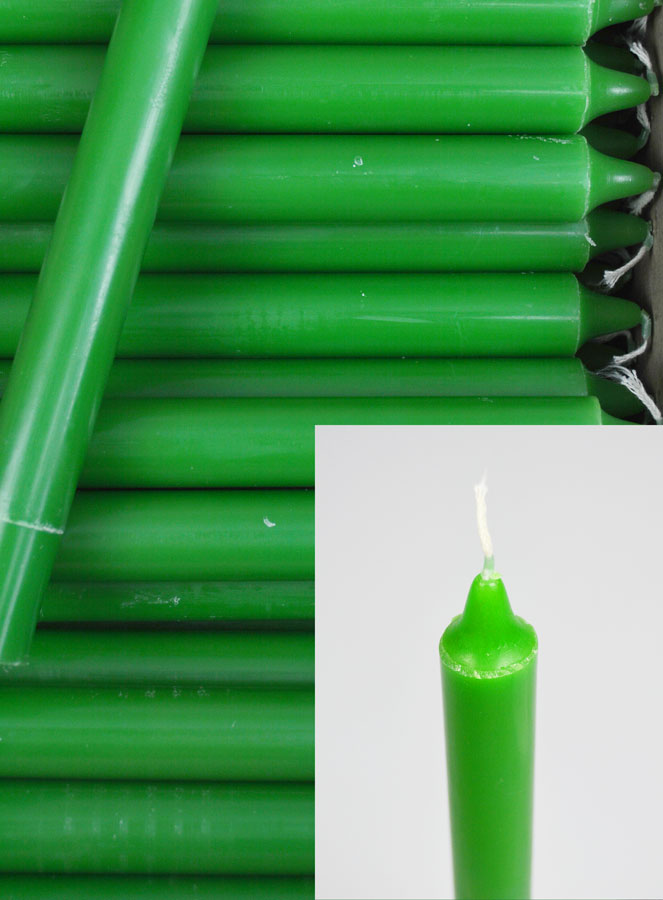 Carton 130 Bougies Cierges Teintées Masse Vert Pré (pic 4)