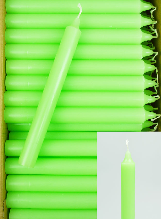 Carton 130 Bougies Cierges Teintées Masse Vert Pâle - Fluo (pic 1)