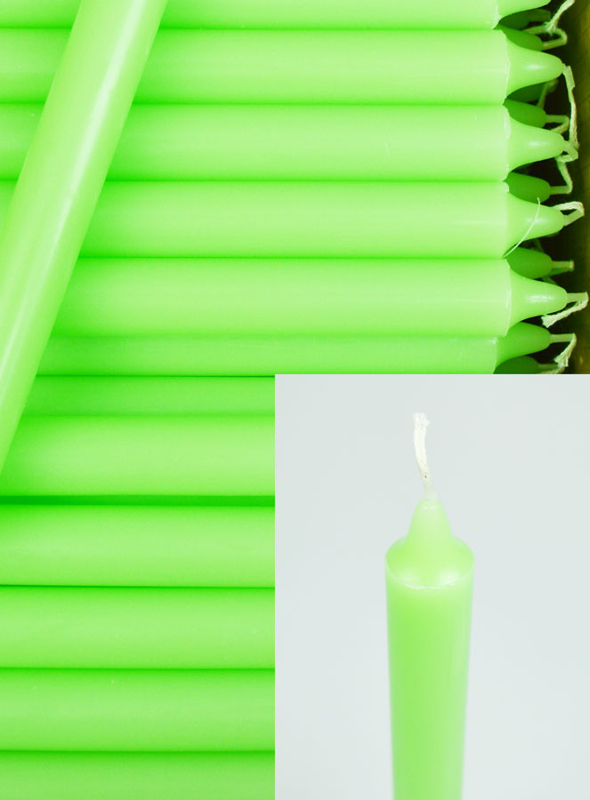 Carton 130 Bougies Cierges Teintées Masse Vert Pâle - Fluo (pic 4)