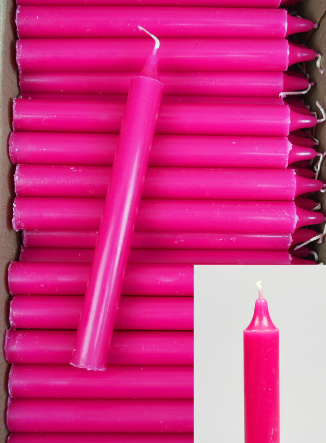 Carton 130 Bougies Cierges Teintées Masse Rose (pic 1)