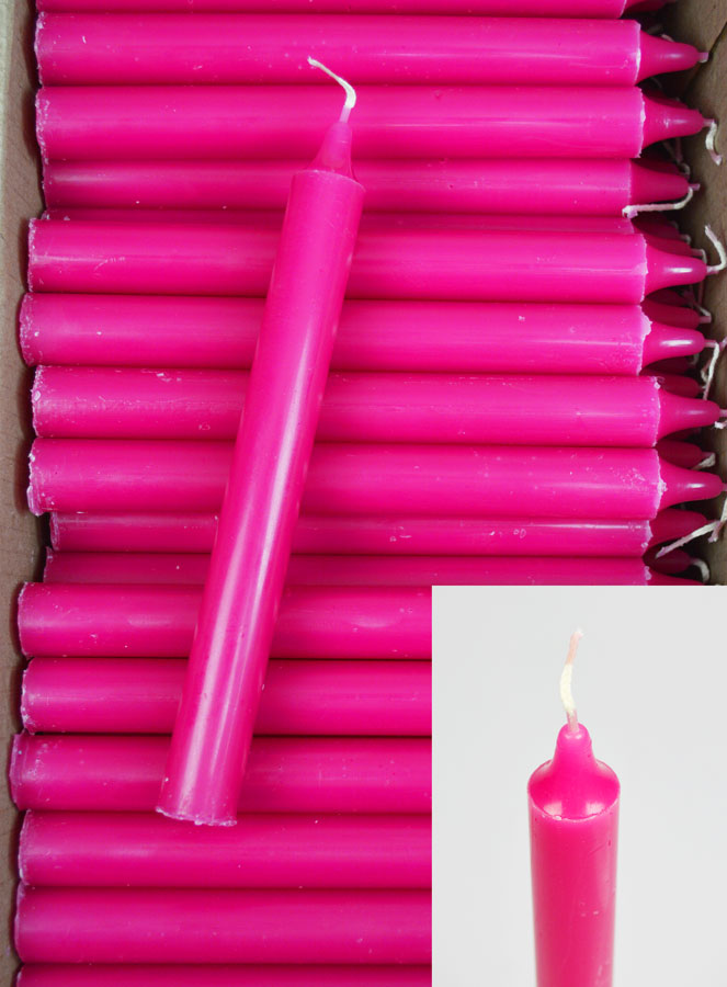 Carton 130 Bougies Cierges Teintées Masse Rose (pic 2)