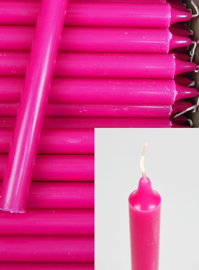 Carton 130 Bougies Cierges Teintées Masse Rose (pic 4)