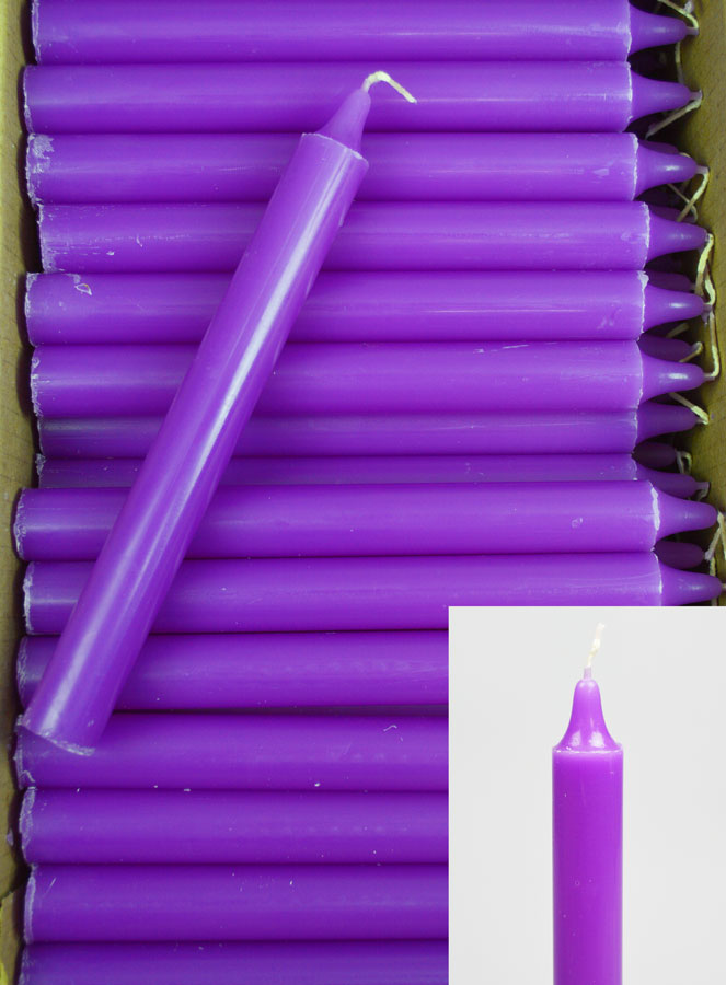 Carton 130 Bougies Cierges Teintées Masse Violettes (pic 1)