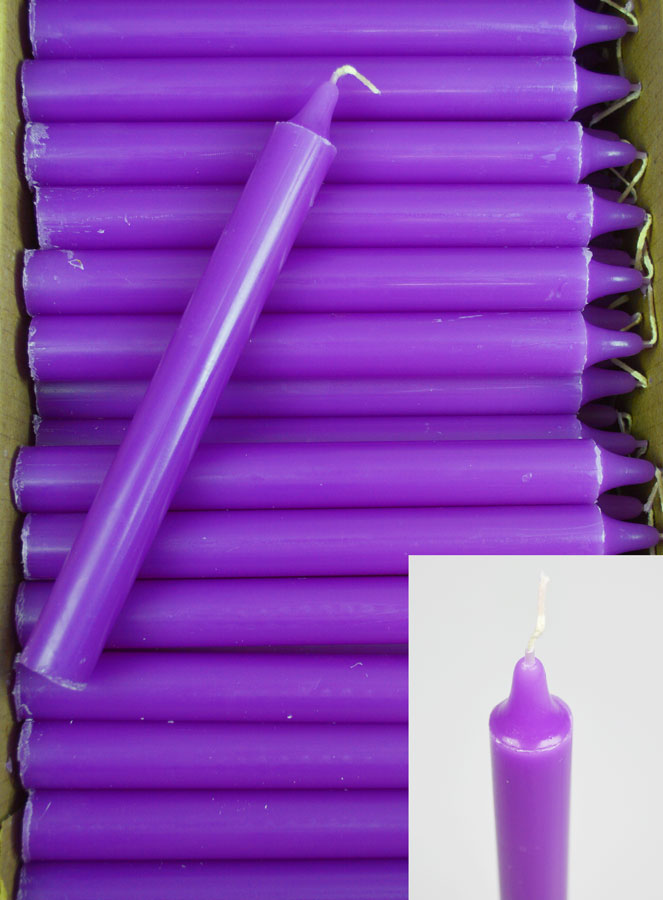 Carton 130 Bougies Cierges Teintées Masse Violettes (pic 2)