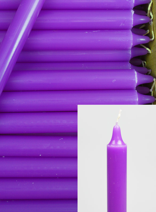 Carton 130 Bougies Cierges Teintées Masse Violettes (pic 3)