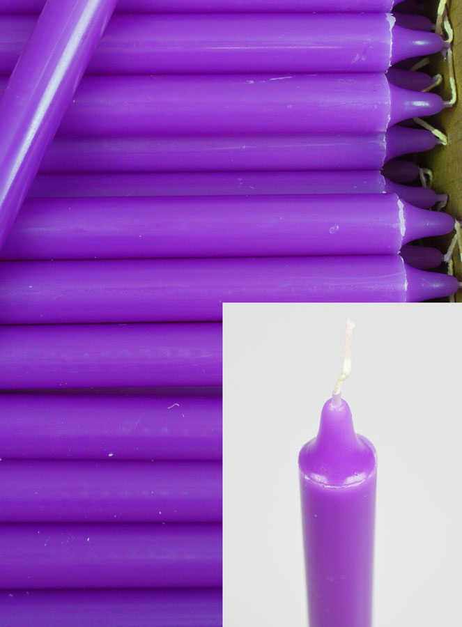 Carton 130 Bougies Cierges Teintées Masse Violettes (pic 4)