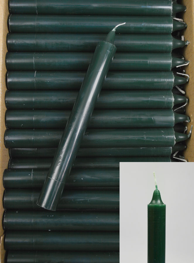 Carton 130 Bougies Cierges Teintées Masse Vert Sapin (pic 1)