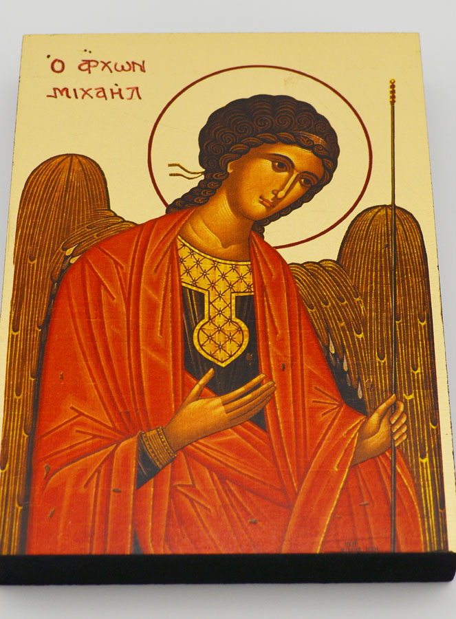 Icône Byzantine Saint Michel Archange Rouge - 12 cm (pic 2)