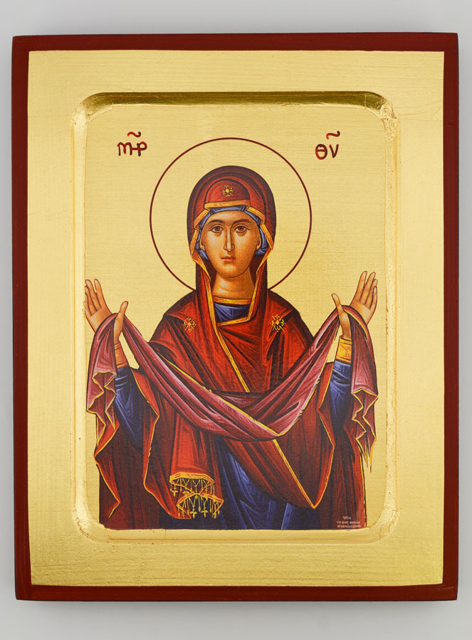 Icône Byzantine Notre Dame de Protection - 17 cm (pic 1)