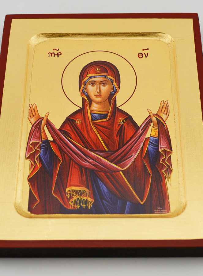 Icône Byzantine Notre Dame de Protection - 17 cm (pic 2)