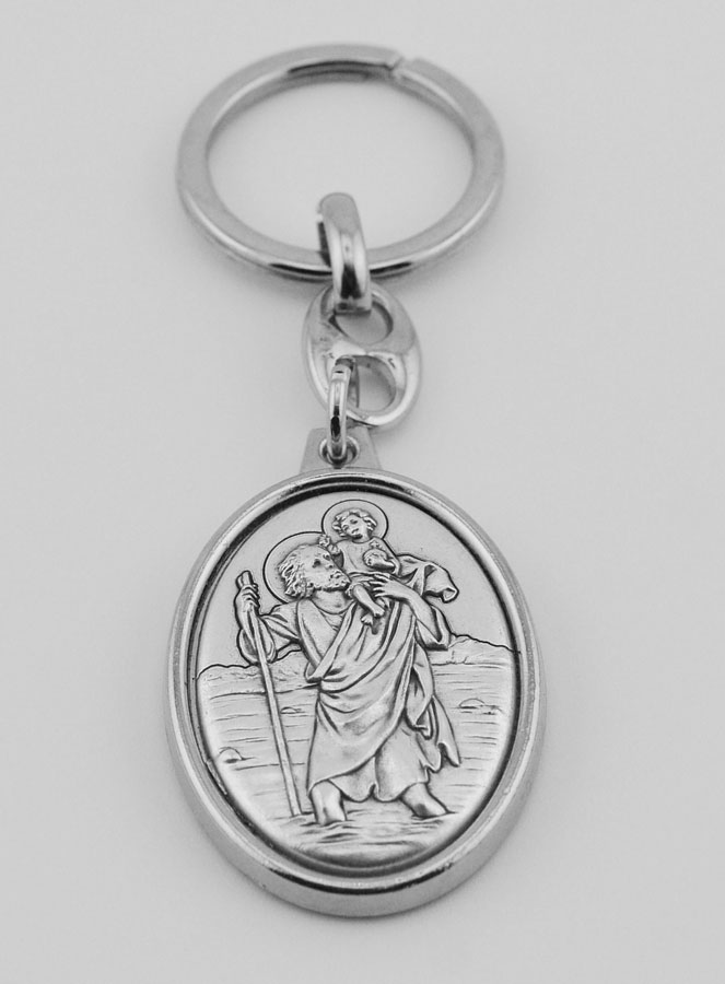 Porte-Clés de Saint Christophe Argenté - 40 mm (pic 2)