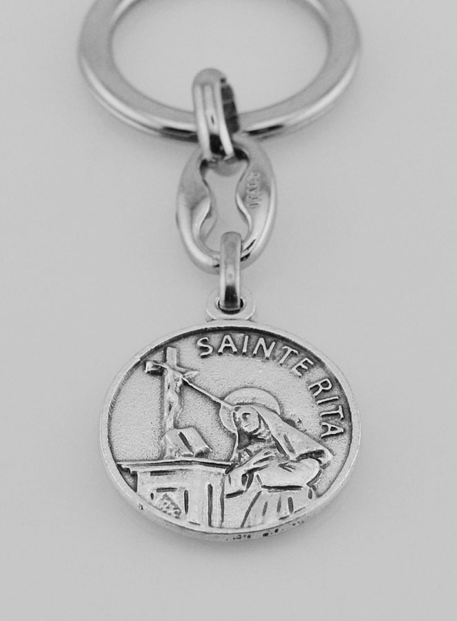 Porte-Clés de Sainte Rita Argenté avec Prière (pic 2)