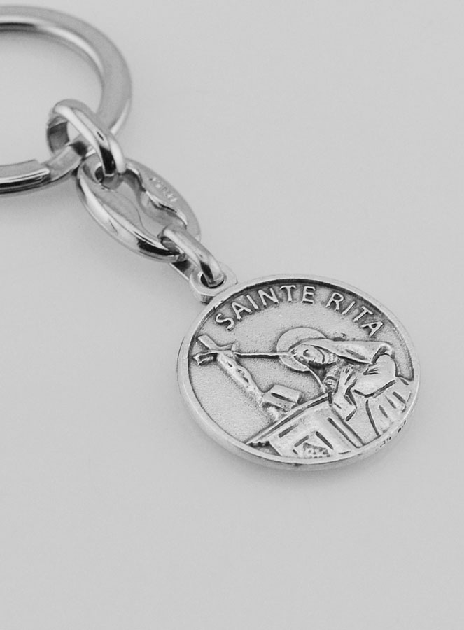 Porte-Clés de Sainte Rita Argenté avec Prière (pic 3)