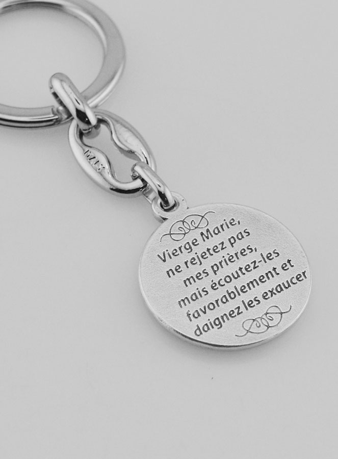 Porte-Clés de la Sainte Vierge Marie Miraculeuse Argenté avec Prière (pic 4)