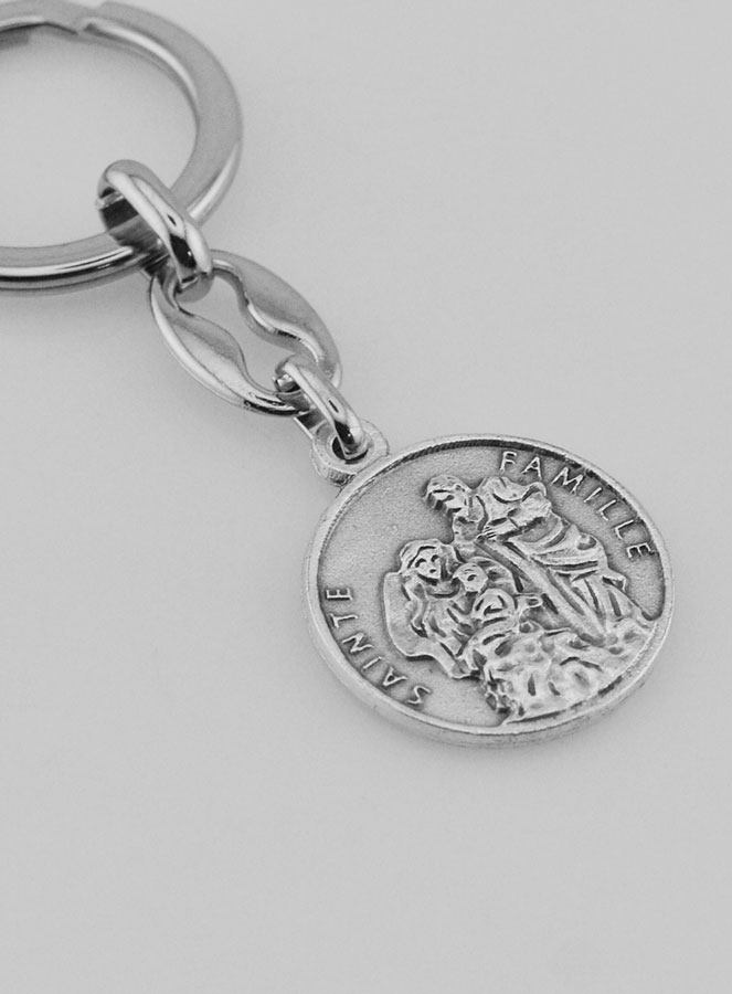 Porte-Clés de la Sainte Famille Argenté avec Prière (pic 3)