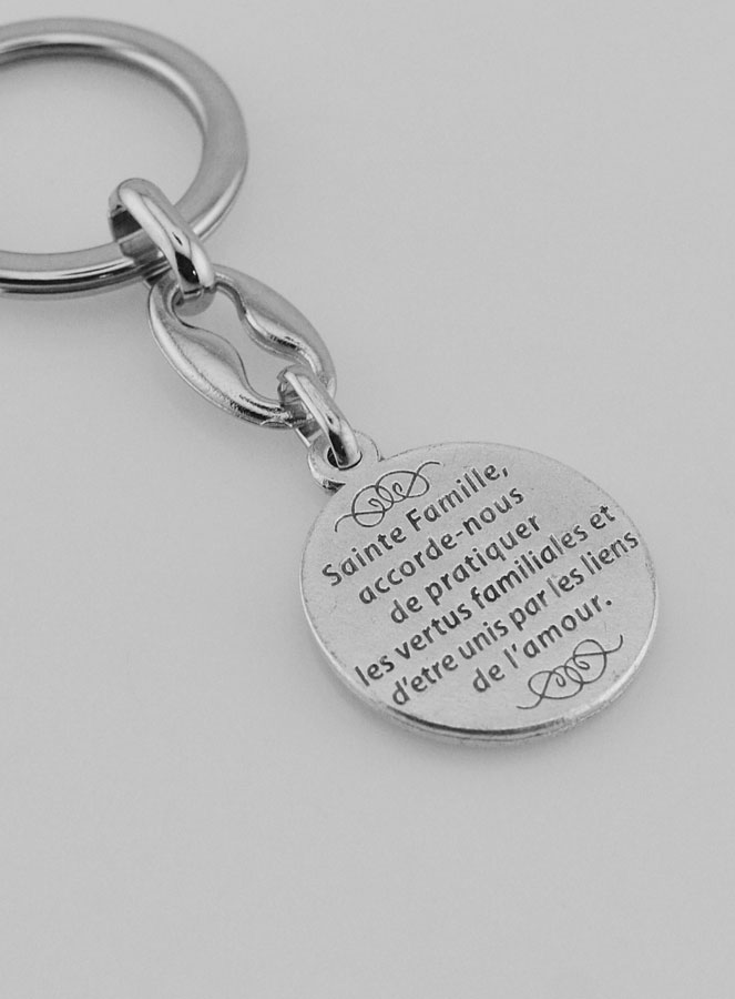 Porte-Clés de la Sainte Famille Argenté avec Prière (pic 4)