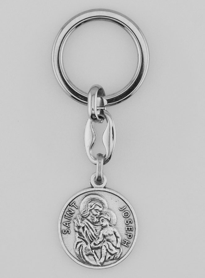 Porte-Clés de Saint Joseph Argenté avec Prière (pic 1)